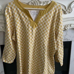 Charter Club Mustard and White Patterned Tunic